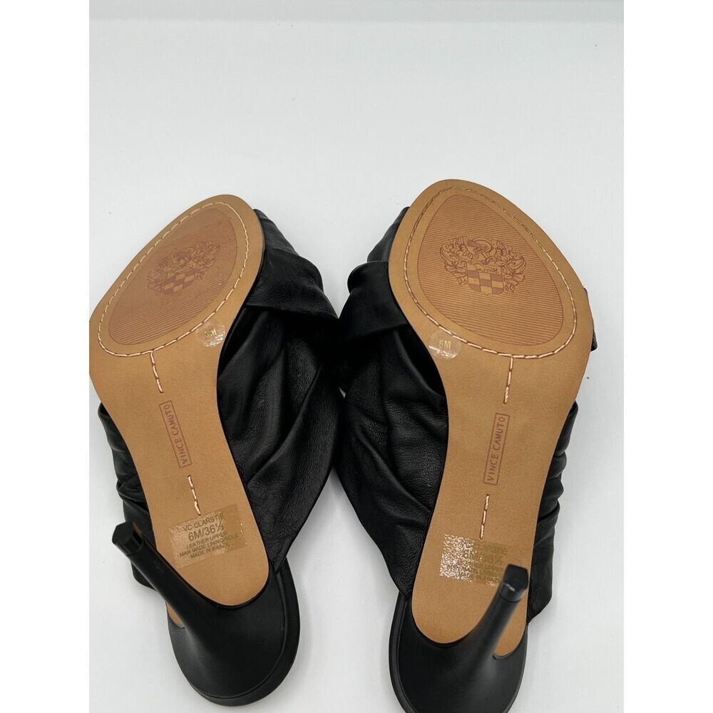 VINCE CAMUTO Clarstie Peep Toe Black Leather Stiletto Heels Sandals 6M - Picture 7 of 9